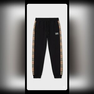 Kids Burberry Black Joggers with Plaid Stripes Size 12 Years Old 10/12